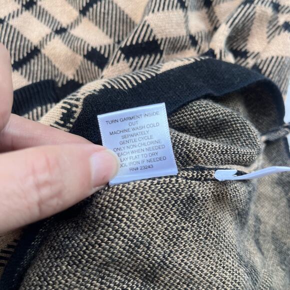 NY&C Knit Dress Sz M Argyle Preppy Dark Academia Plaid Cottagecore Puff Sleeve - Picture 12 of 13